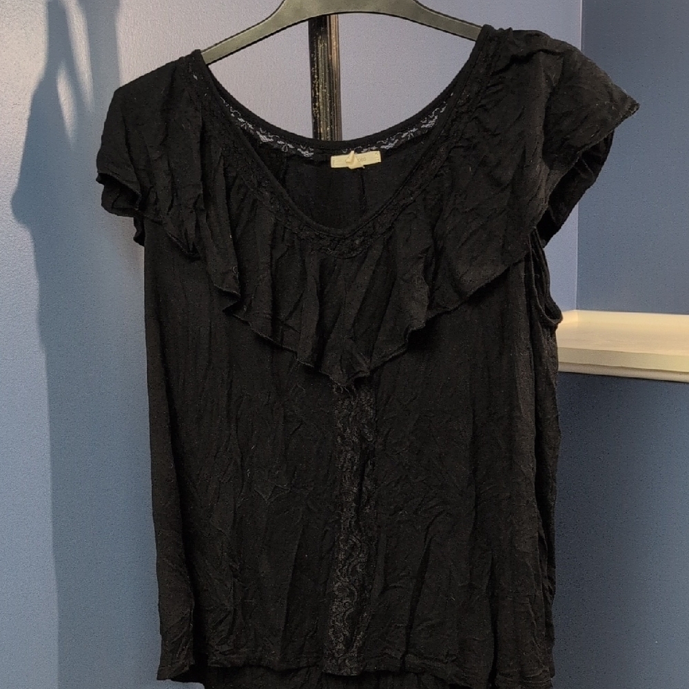 Maurices Black Ruffled Blouse